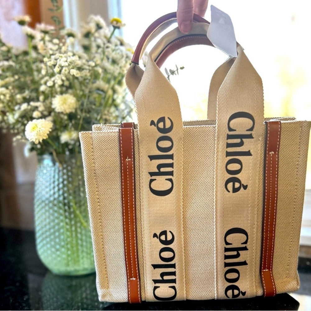 Beige and Brown Women's Tote Handbag